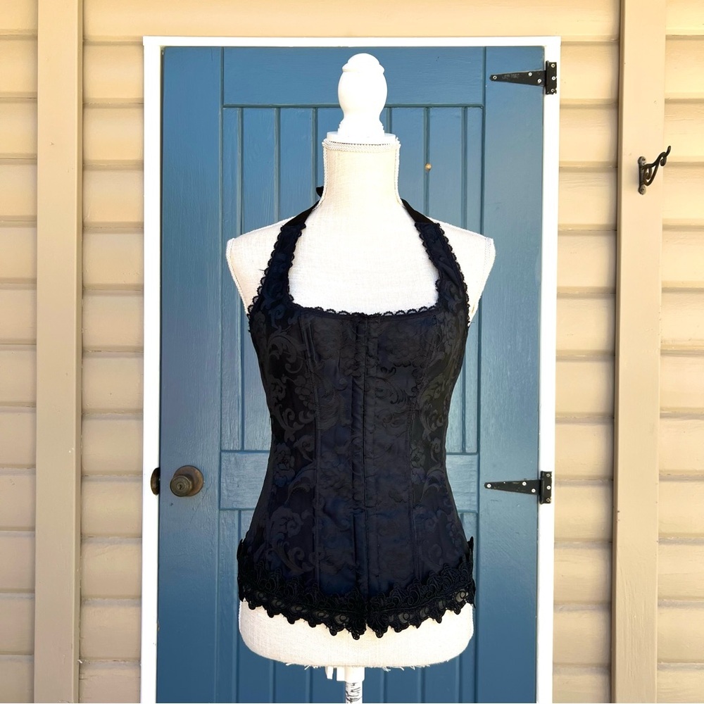 Frederick's of Hollywood Black Halter
Corset Top Lace Black Goth Size 36